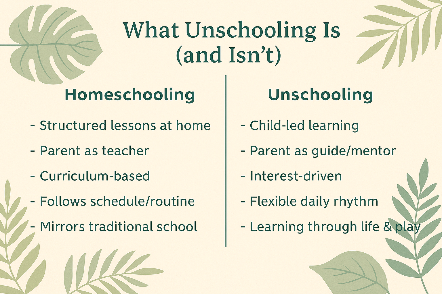 Unschool vs. Homeschool